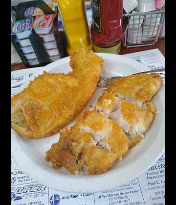 A picture of my fish; I'd already eaten my salad and cottage cheese.