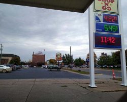 Stopped for gas when we left the rehab place; since our car requires premium our gas was $1 more per gallon than is on the sign.
