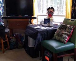 I had been piling up pillows behind my chair, then today I decided to just put them out where they could be seen.
