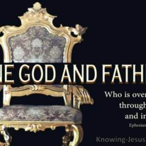 One God and Father, Who is over all, through all, and in all. Ephesians 4:6. Photo of a very fancy throne; black background. (Knowing-Jesus.com)