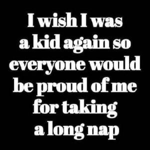 text only: I wish I was a kid again so everyone would be proud of me for taking a long nap.