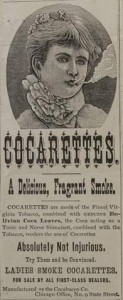 A very old ad for Cocarettes, with delicious fragrant smoke.