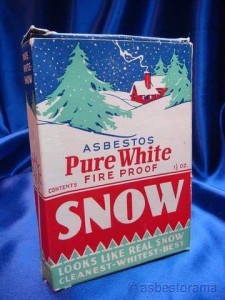A photo of a box of SNOW, asbestos pure white fire proof, from probably the 60s