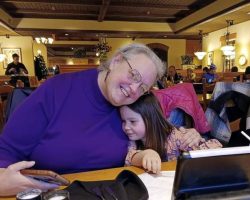 Hugging Luna at Olive Garden Hugging Luna at Olive Garden