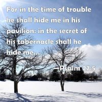 For in the time of trouble He shall hide me in His pavilion: in the secret of His tabernacle shall He hide me... Psalm 27:5