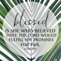 Blessed is she who believed that the Lord would fulfill His promises for her. Luke 1:45