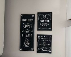 These were part of our Christmas gift from granddaughter Lyra, that finally got hung up in the kitchen, and we LOVE them!