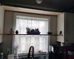 Emma then built shelves or my succulents - present and future - to get some sunlight in the mornings. (They will be painted at some point.) I wanted a shelf above the window from which to hang some types of decor.
